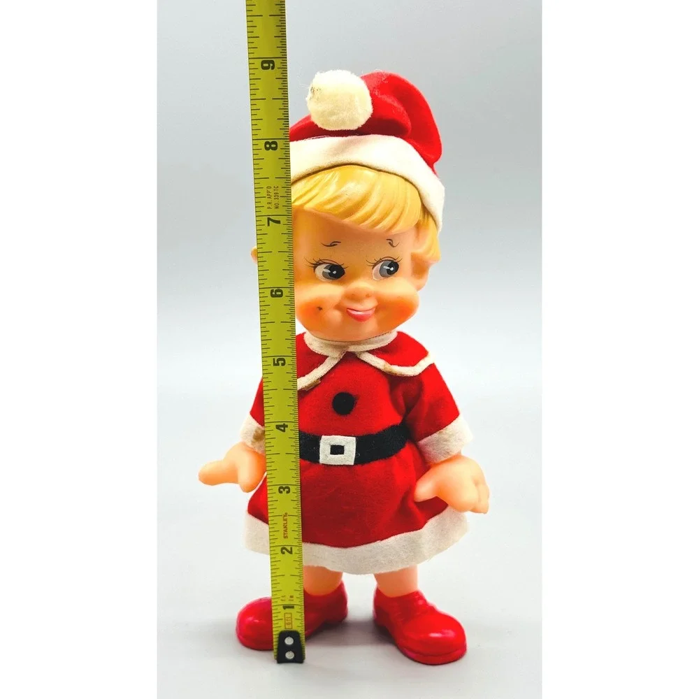 Vintage Santa Baby Christmas Elf Doll Holiday Plastic Figure MCM Japan